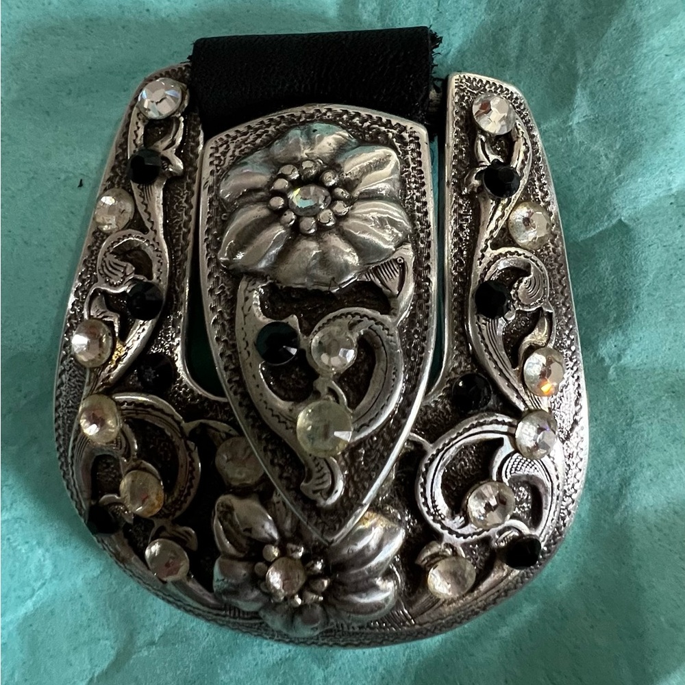 REDUCED!!!  Silver and Black Decorative Belt Buckle